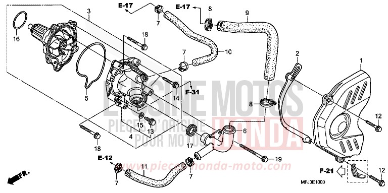 WATER PUMP for CBR600RR ABS GRAPHITE BLACK (NHB01) from 2010